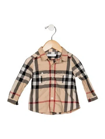 Pre-owned Burberry Babies' Toddler Boys Pattern Printed Button Closure Shirt In Neutrals