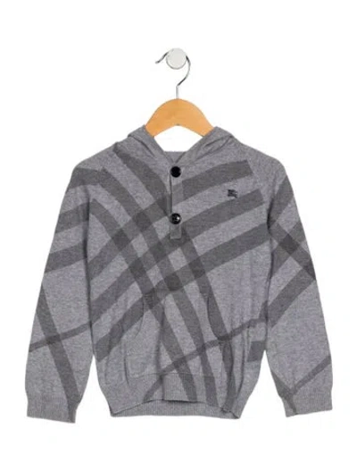 Pre-owned Burberry Babies' Toddler Boys' Patterned Long Sleeve Hoodie In Gray