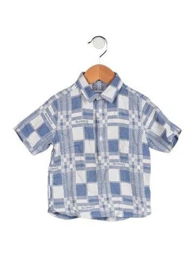 Pre-owned Burberry Babies' Toddler Boys' Patterned Shirt In Blue