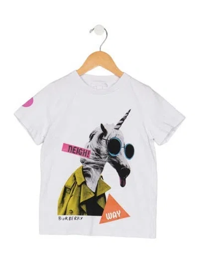 Pre-owned Burberry Babies' Toddler Boys' Patterned T-shirt In White
