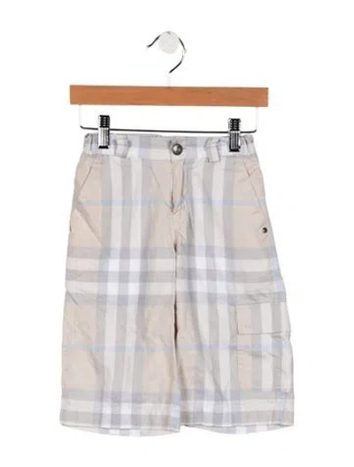 Pre-owned Burberry Babies' Toddler Boys' Plaid Cargo Shorts In Blue