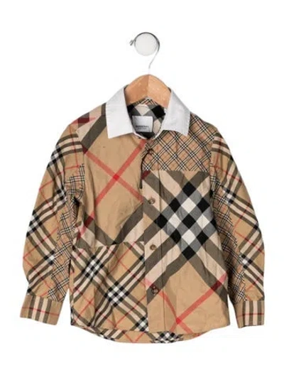 Pre-owned Burberry Babies' Toddler Boys' Plaid Pattern Button Down Shirt In Neutral