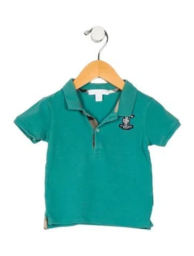 Pre-owned Burberry Babies' Toddler Boys' Printed Embroidered Short Sleeve Polo Shirt In Green
