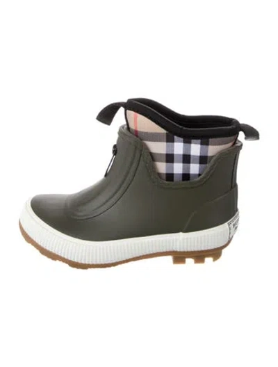 Pre-owned Burberry Babies' Toddler Boys' Rubber Housecheck Boot In Green