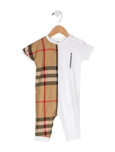 Pre-owned Burberry Babies' Toddler Boys' Vintage Check Onesie In White