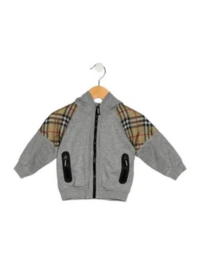 Pre-owned Burberry Babies' Toddler Boys' Zip Up Hooded Sweatshirt In Gray