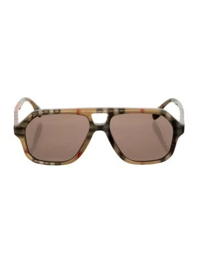 Pre-owned Burberry Babies' Toddler Girls Aviator House Check Sunglasses In Neutrals