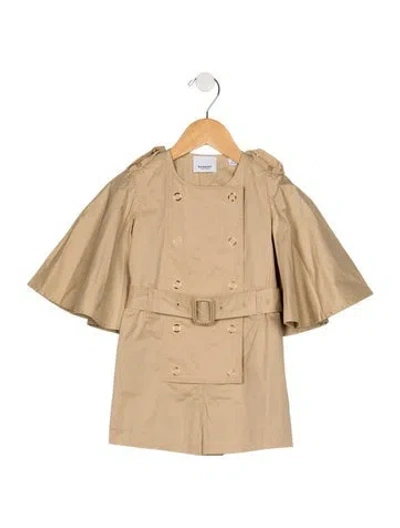 Pre-owned Burberry Babies' Toddler Girls Batwing Sleeve Romper In Neutral