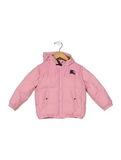 Pre-owned Burberry Babies' Toddler Girls Branded Embroidered Jacket In Pink