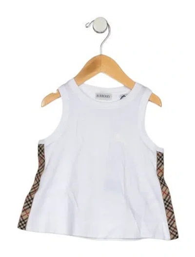 Pre-owned Burberry Babies' Toddler Girls Branded Pattern Printed Shirt In White