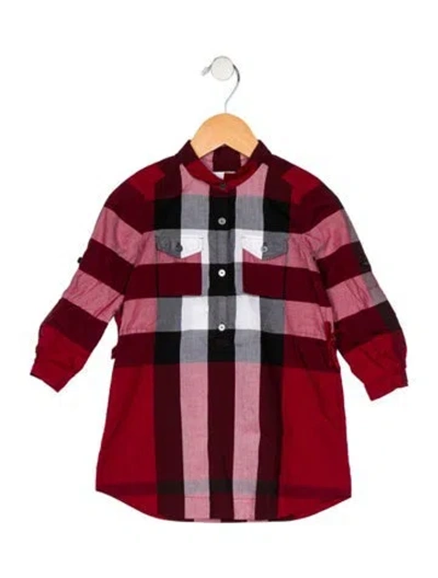 Pre-owned Burberry Babies' Toddler Girls' Check Button-up Dress In Multi