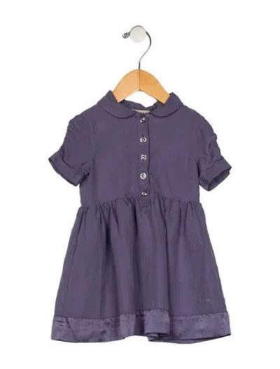 Pre-owned Burberry Babies' Toddler Girls Embroidered Collared Dress In Purple