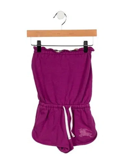 Pre-owned Burberry Babies' Toddler Girls' Embroidered Jumpsuit In Purple