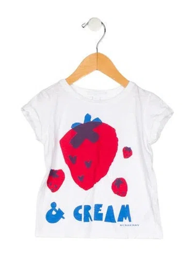 Pre-owned Burberry Babies' Toddler Girls' Graphic Short Sleeve T-shirt In White