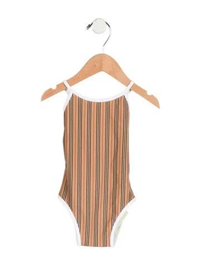 Pre-owned Burberry Babies' Toddler Girls' House Check One Piece Swimsuit W/tags In Neutral
