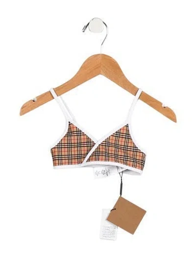 Pre-owned Burberry Babies' Toddler Girls' House Check One Piece Swimsuit W/tags In Neutral