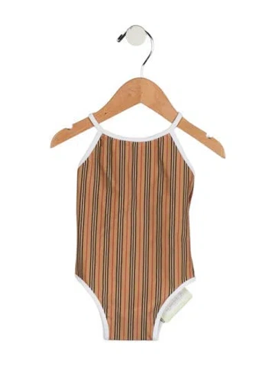Pre-owned Burberry Babies' Toddler Girls' House Check One Piece Swimsuit W/tags In Neutral