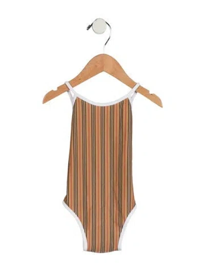 Pre-owned Burberry Babies' Toddler Girls' House Check One Piece Swimsuit W/tags In Neutral