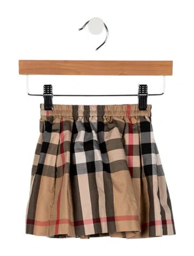 Pre-owned Burberry Babies' Toddler Girls' House Check Pleated Skirt In Neutral