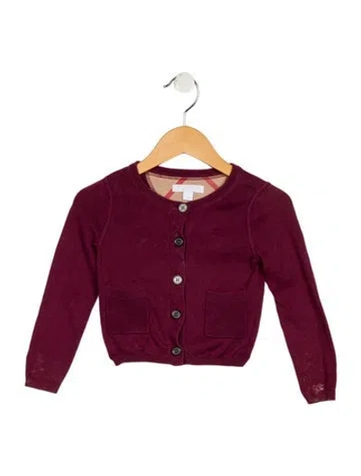 Pre-owned Burberry Babies' Toddler Girls' Knit Cardigan In Purple
