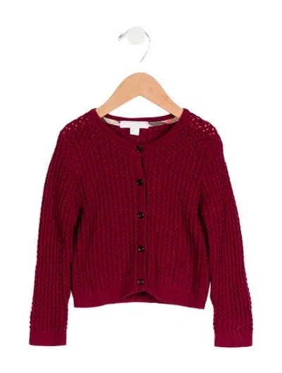 Pre-owned Burberry Babies' Toddler Girls' Knit Cardigan In Purple