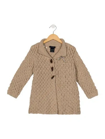 Pre-owned Burberry Babies' Toddler Girls Knitted Button Closure Jacket In Neutrals