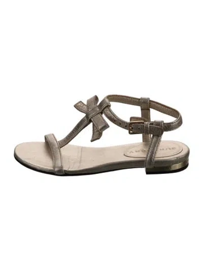 Pre-owned Burberry Babies' Toddler Girls' Leather Flat Sandals In Gold