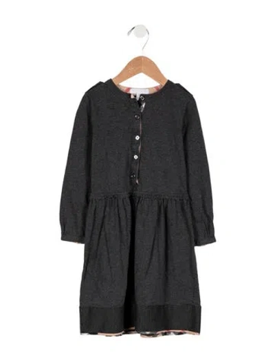 Pre-owned Burberry Babies' Toddler Girls' Long Sleeve Dress In Gray