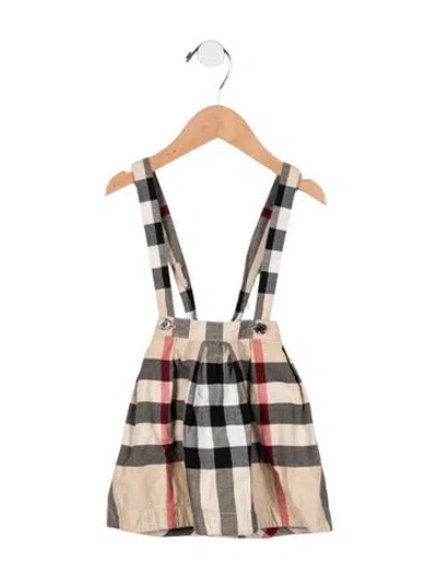 Pre-owned Burberry Babies' Toddler Girls' Nova Check Pattern Romper In Neutrals