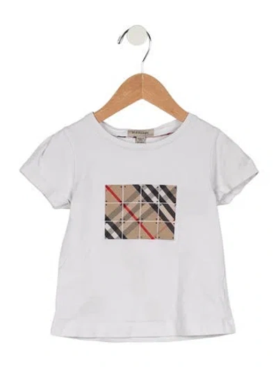 Pre-owned Burberry Babies' Toddler Girls' Pattern Print T-shirt In White