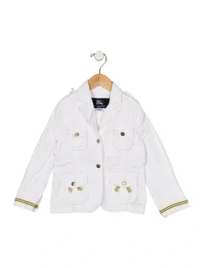 Pre-owned Burberry Babies' Toddler Girls Pattern Printed Button Closure Jacket In White