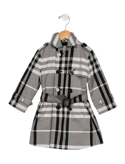 Pre-owned Burberry Babies' Toddler Girls Pattern Printed Coat In Grey