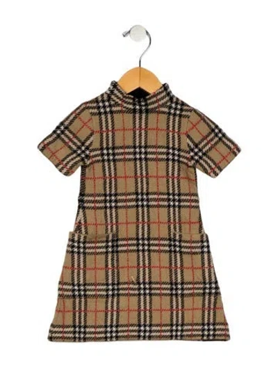 Pre-owned Burberry Babies' Toddler Girls Pattern Printed Wool Dress In Neutral