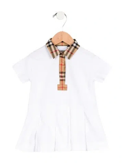 Pre-owned Burberry Babies' Toddler Girls' Polo Dress In White