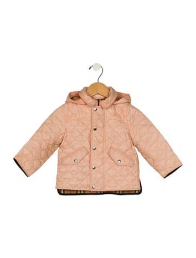 Pre-owned Burberry Babies' Toddler Girls' Quilted Jacket In Orange