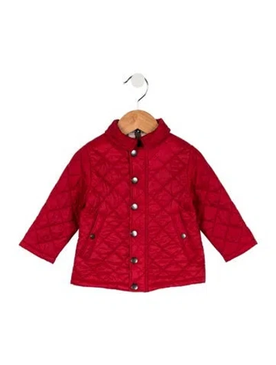 Pre-owned Burberry Babies' Toddler Girls' Quilted Jacket In Red