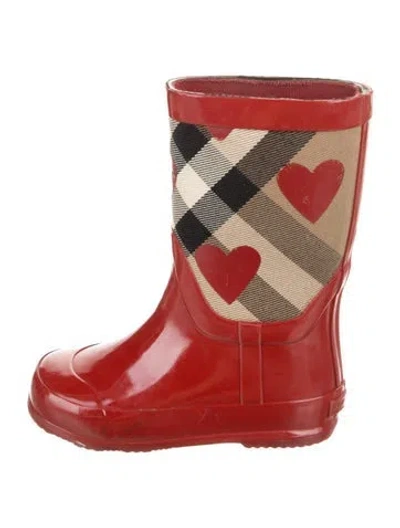 Pre-owned Burberry Babies' Toddler Girls' Ranmoore Heart Check Rain Boots
