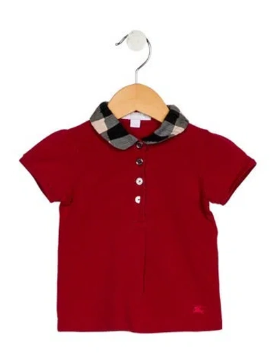 Pre-owned Burberry Babies' Toddler Girls' Short Sleeve Polo In Red