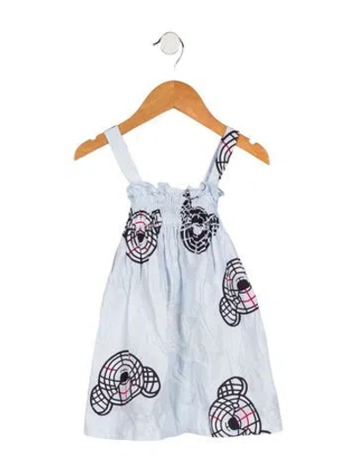 Pre-owned Burberry Babies' Toddler Girls' Sleeveless Thomas Bear Dress In Blue