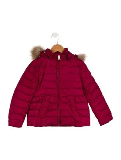 Pre-owned Burberry Babies' Toddler Girls' Solid Down Puffer Coat In Purple