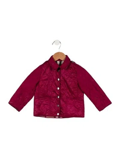 Pre-owned Burberry Babies' Toddler Girls' Solid Quilted Jacket In Purple