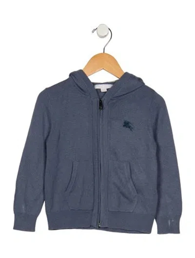 Pre-owned Burberry Babies' Toddler Girls' Solid Zip Up Jacket In Blue