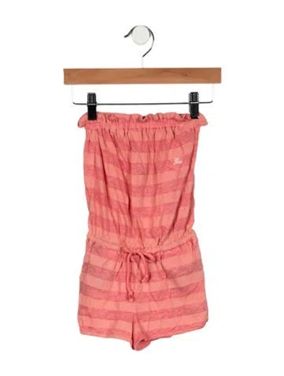 Pre-owned Burberry Babies' Toddler Girls' Stripe Pattern Jumpsuit In Pink
