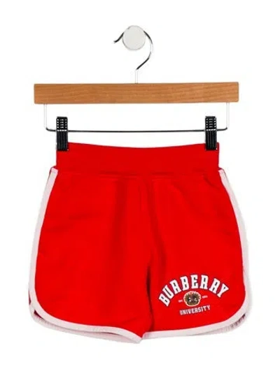 Pre-owned Burberry Babies' Toddler Girls' Varsity Logo Shorts W/tags In Red
