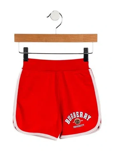 Pre-owned Burberry Babies' Toddler Girls' Varsity Logo Shorts W/tags In Red