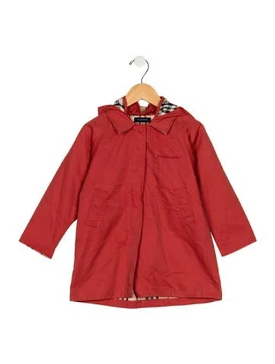 Pre-owned Burberry Babies' Toddler Girls' Vintage Check Hooded Coat In Red
