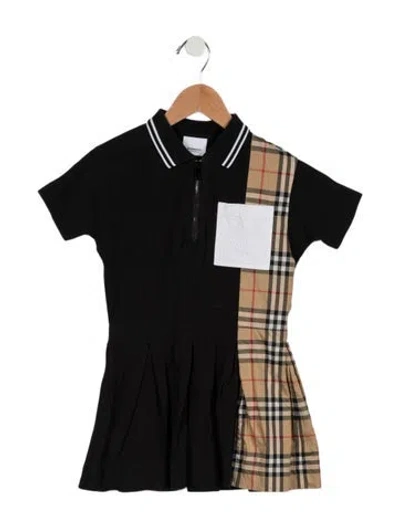 Pre-owned Burberry Babies' Toddler Girls' Vintage Check Pleated Dress In Black