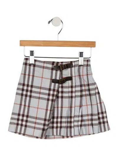 Pre-owned Burberry Babies' Toddler Girls' Vintage Check Pleated Skirt In Blue