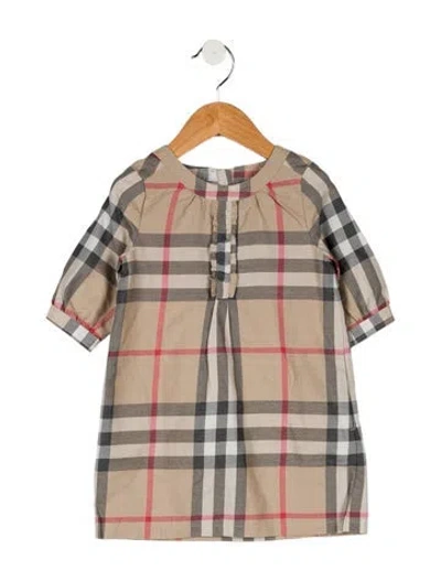 Pre-owned Burberry Babies' Toddler Girls' Vintage Check Ruffled Dress In Neutral