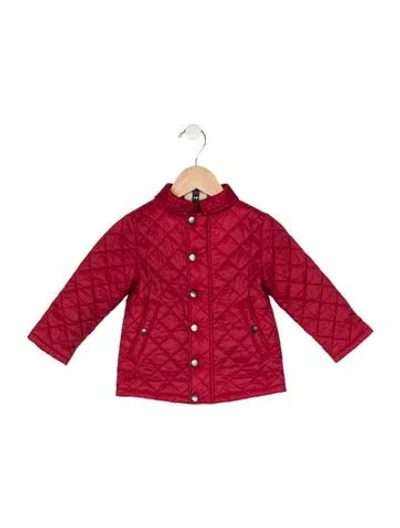Pre-owned Burberry Babies' Toddler Girls Zip Closure Collared Jacket In Red